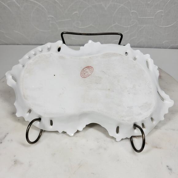 Furstenberg Floral Reticulated Trinket Dish 9.7" Porcelain Dresser Tray Germany - Picture 14 of 15